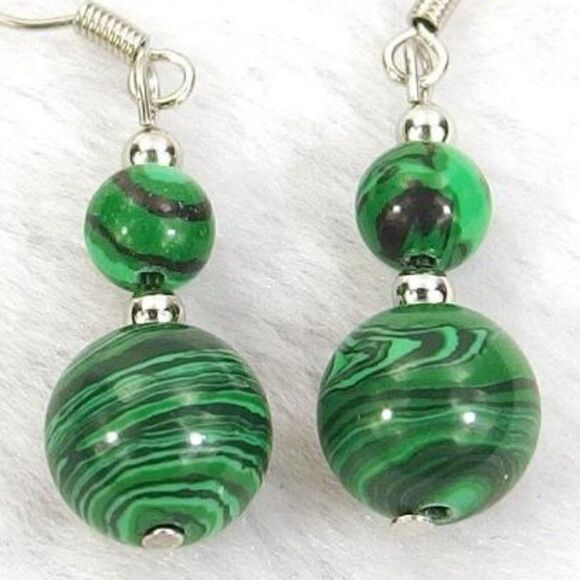 5/$25 Green Malachite Natural Gemstone Earrings - Picture 4 of 7